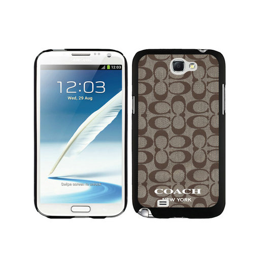 Coach Logo Signature Beige Samsung Note 2 Cases DTD | Women - Click Image to Close